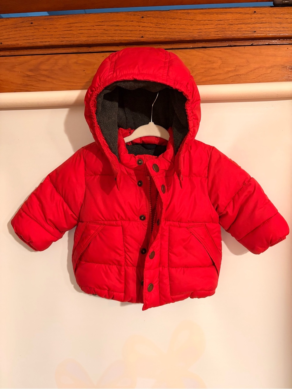 GAP Bright Red Hooded Puffer Coat for Kids